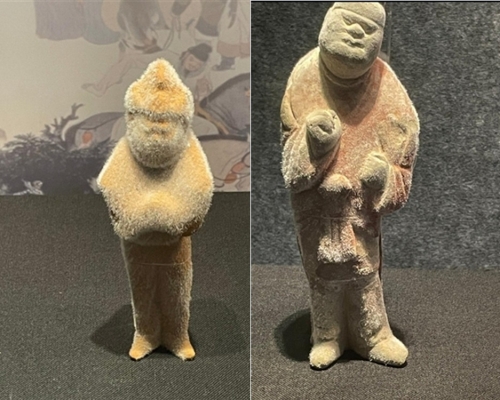 有民眾發現陝西乾陵博物館兩件文物竟然「長毛」。網上圖片