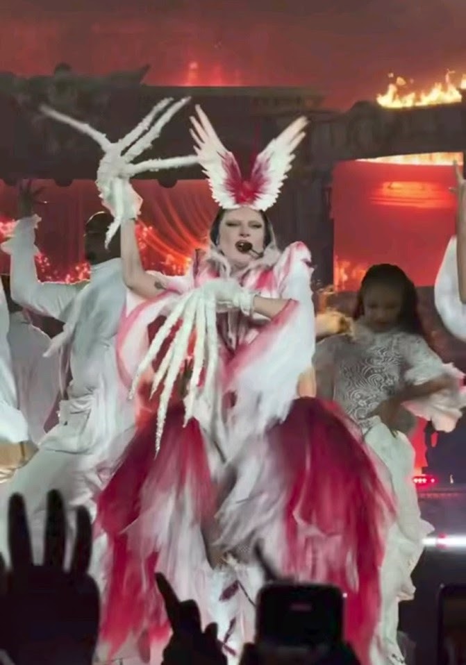 趕走搞事者後，Gaga順利完成布里斯班站的演出。（粉絲片段截圖）