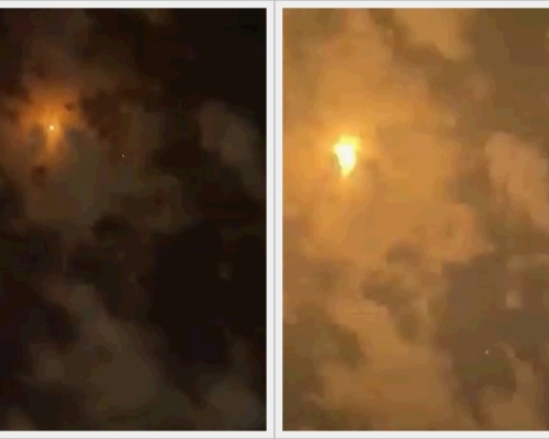 有網民拍到顯示夜空中有兩件物體相撞。片段截圖
