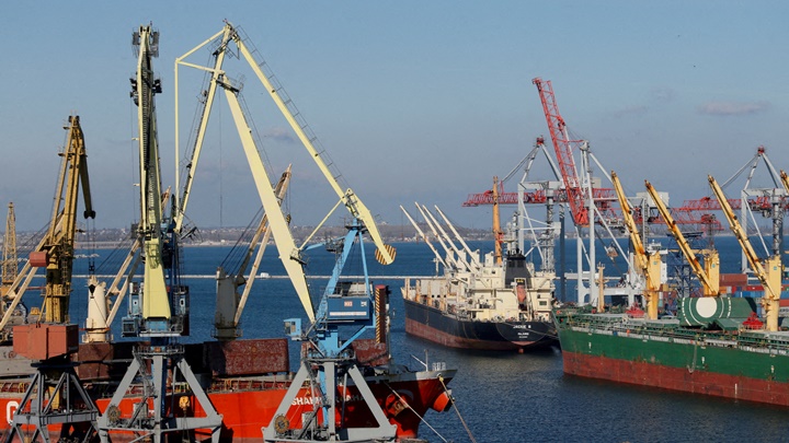 敖德薩港口設施遭俄軍襲擊，聯合國及歐盟譴責俄方破壞出口糧食協議。路透社資料圖片