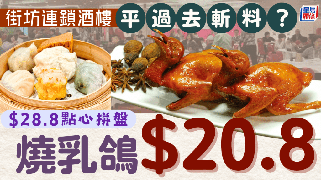 街坊連鎖酒樓推$20.8燒乳鴿！限一時段供應 早市下午茶點心拼盤優惠$28.8 歎6大點心