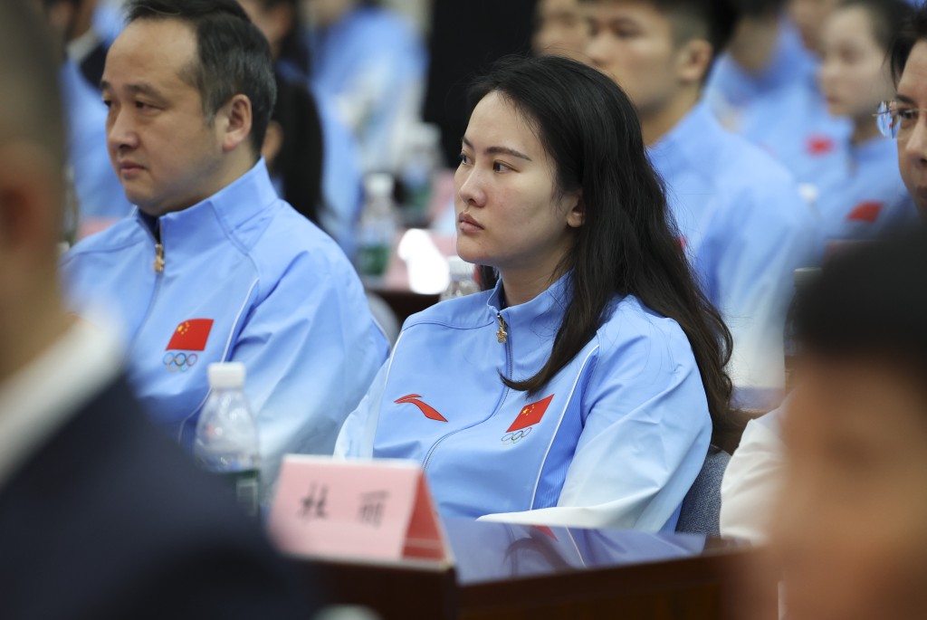 中国跳水队教练陈若琳出席动员大会。 新华社