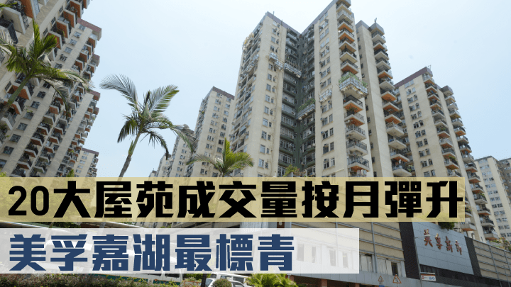 20大屋苑成交量按月彈升,其中美孚新邨上月沽51伙最多。
