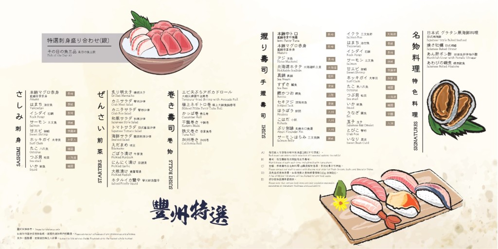 Umai SushiKan「無限追加套餐」菜單