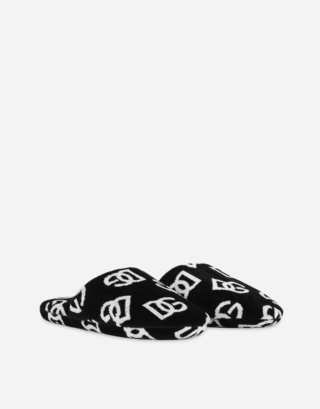 Dolce&Gabbana黑白色DG Logo棉質拖鞋。