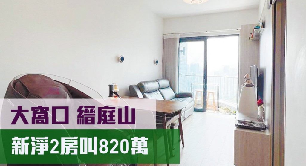 大窩口縉庭山2座中層B室,實用面積529方呎,最新叫價820萬元。