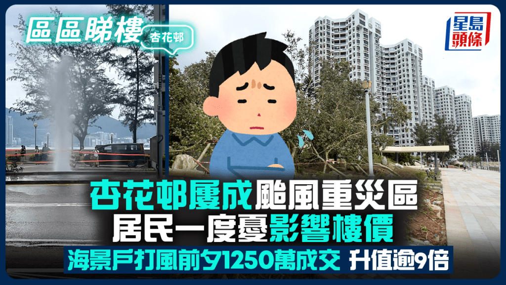 杏花邨屢成颱風重災區 居民一度憂影響樓價 海景戶打風前夕1250萬成交 升值逾9倍｜區區睇樓