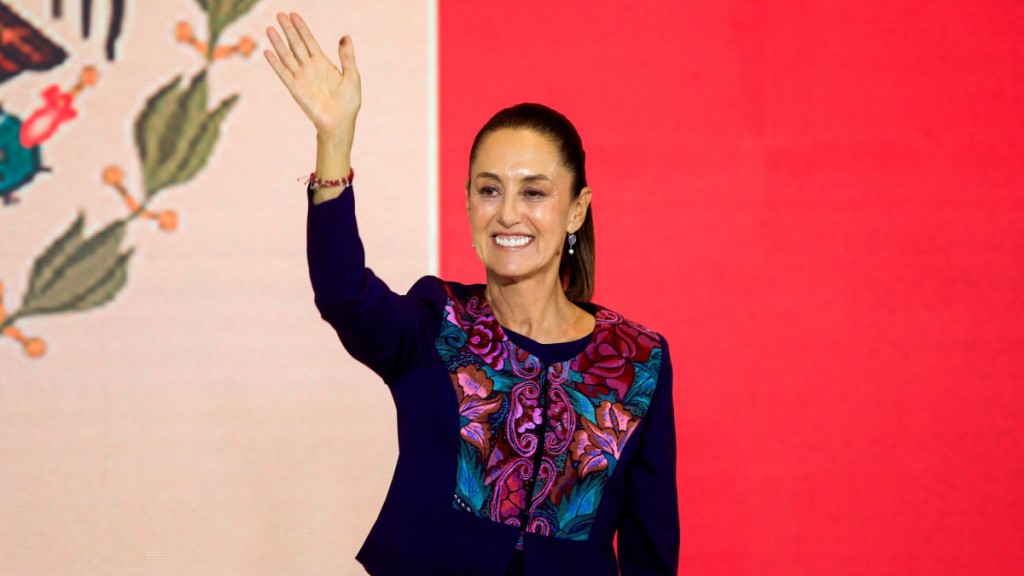 「墨西哥默克尔」辛鲍姆宣布赢得选举，成为该国首位女总统。(路透社)