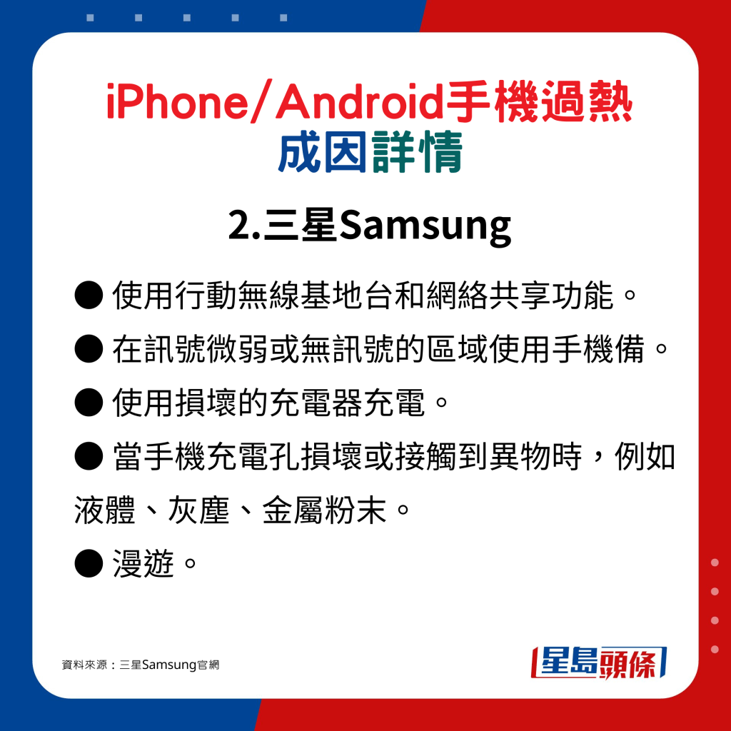 iPhone/Android手机过热成因详情：2.三星Samsung