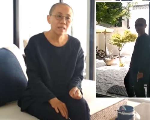 上周五(18日)起網上流傳兩段影片,最新一段(小圖)可見劉霞戴上太陽眼鏡,與鏡頭後的人閒談。影片截圖