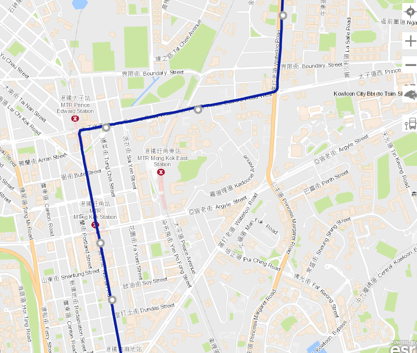 根据九巴网页巴士路线资料，女车长于窝打老道直驶，至亚皆老街才转入驶回弥敦道，即错过太子道西两个车站。