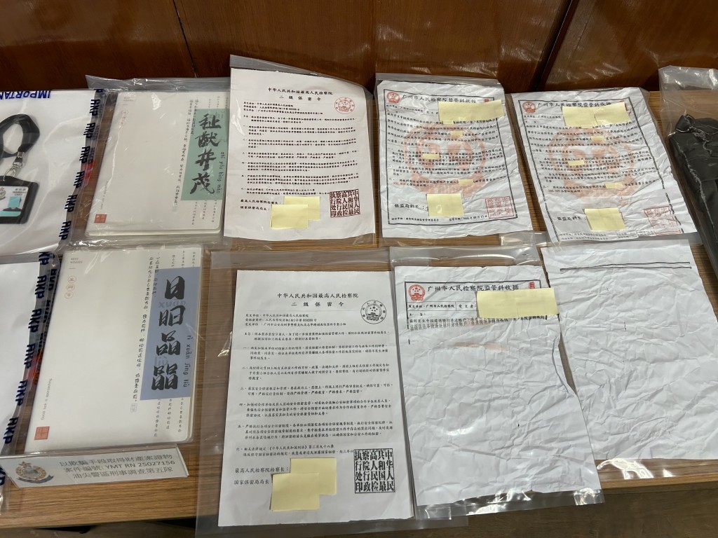 警方在被捕男子寓所內發現多份假政府官員文件。