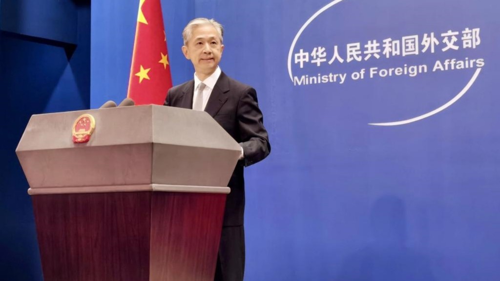汪文斌強調台灣問題完全是中國的內政。新華社