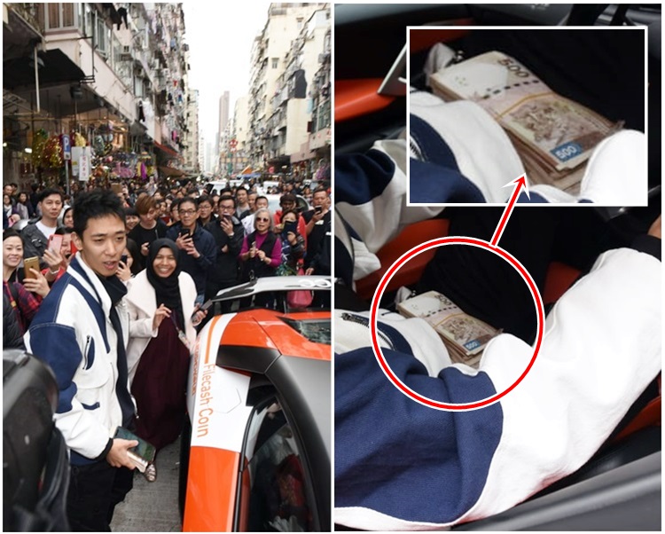 「幣少爺」身旁有一疊500元紙幣(紅圈示)。