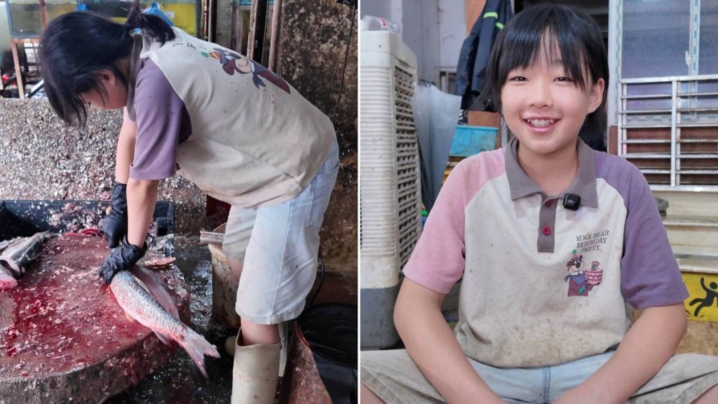 11歲顧家女孩洪琛利落的劏魚手法在網上爆紅。瀟湘晨報