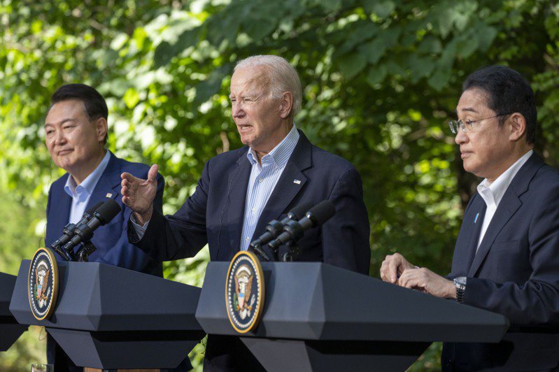 美日韩领袖去年8月在美国大卫营举行峰会。美联社