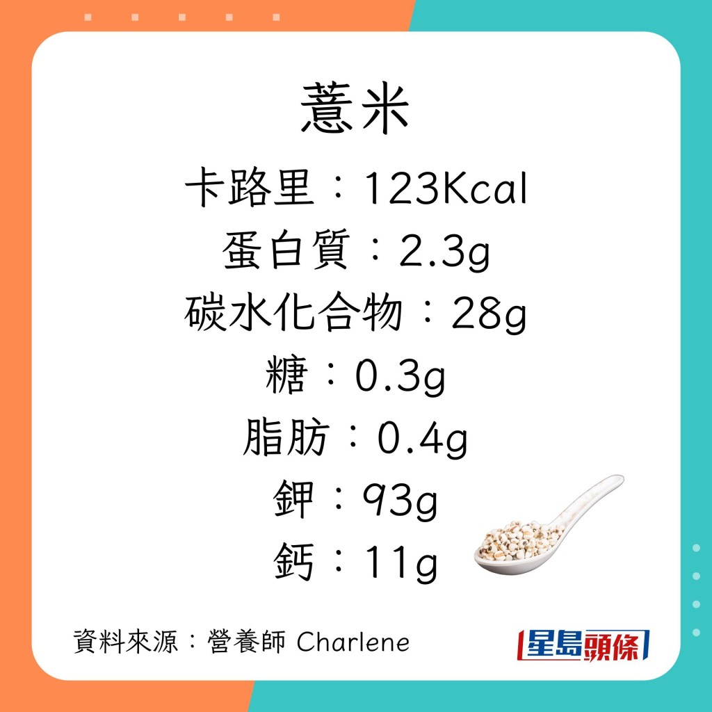 消暑食物｜营养师推介10大消暑食物：薏米