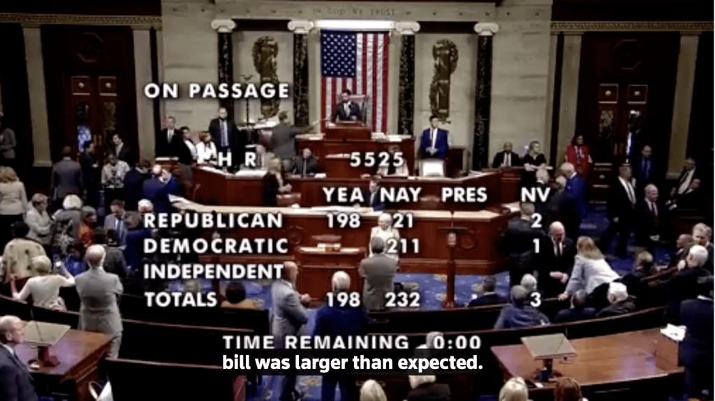 短期拨款法案在众议院遭否决。路透社视频截图