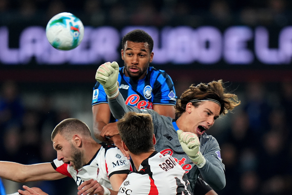 AC米蘭作客1:1阿特蘭大。美聯社 AC米蘭作客1:1阿特蘭大。美聯社