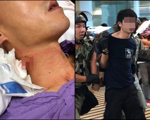 遭割頸警員送院治療。網圖