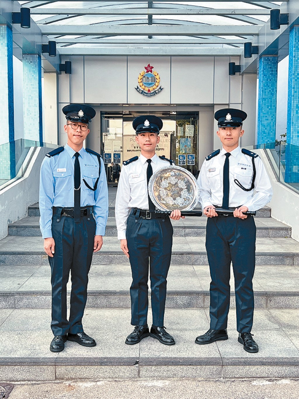 警察學院結業當中3名優秀學員包括學警陳委麟 Valen（左）、見習督察莫竣稀 Justin（中）、見習督察鍾堅柱 Tyrone（右）談從警因由。