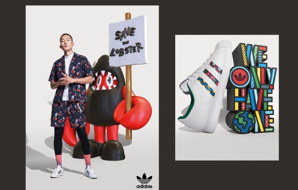 左/Philip Colbert聯乘恤衫/$699及短褲/$599、右/Craig&Karl SUPERSTAR聯乘鞋款/$899。