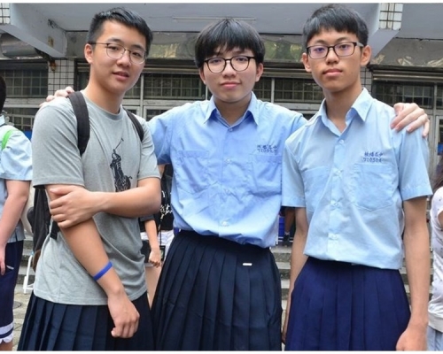 板橋高中允許男生穿校裙上學。網圖