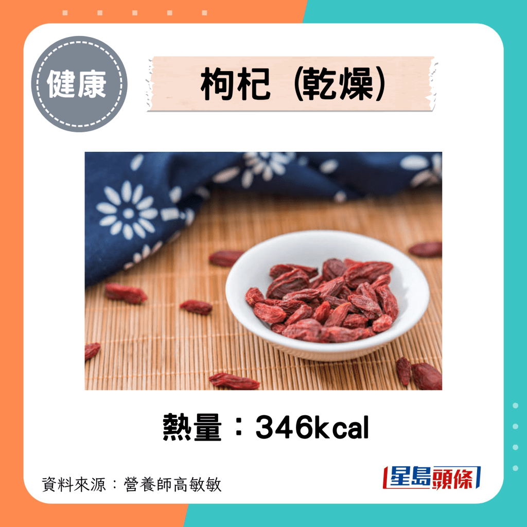 枸杞（乾燥）熱量：346kcal