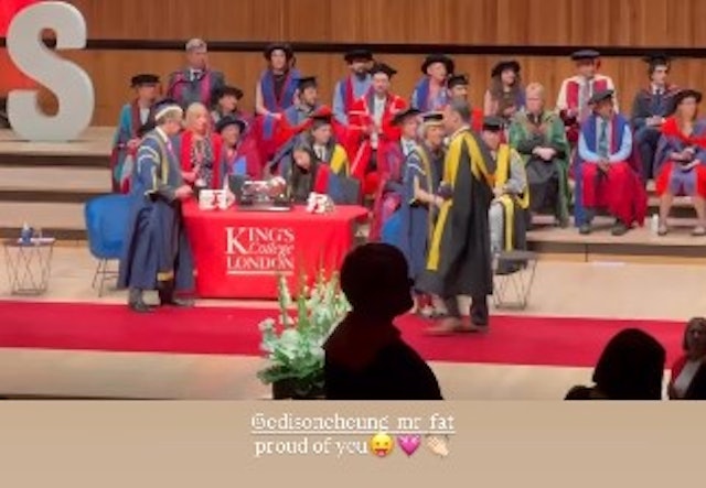 張兆輝的大仔完成碩士課程。 張兆輝的大仔完成碩士課程。