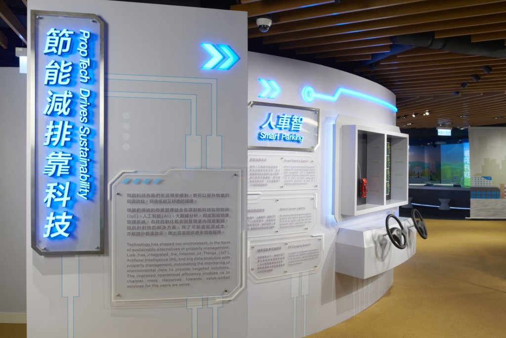 節能科技體驗區介紹智慧物業管理系統的運作原理，帶大家認識廣泛應用於停車場及物業等智慧技術。