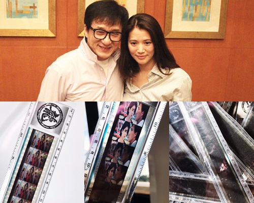 成龍用當年《霹靂火》的菲林整了一把間尺送給靚靚。