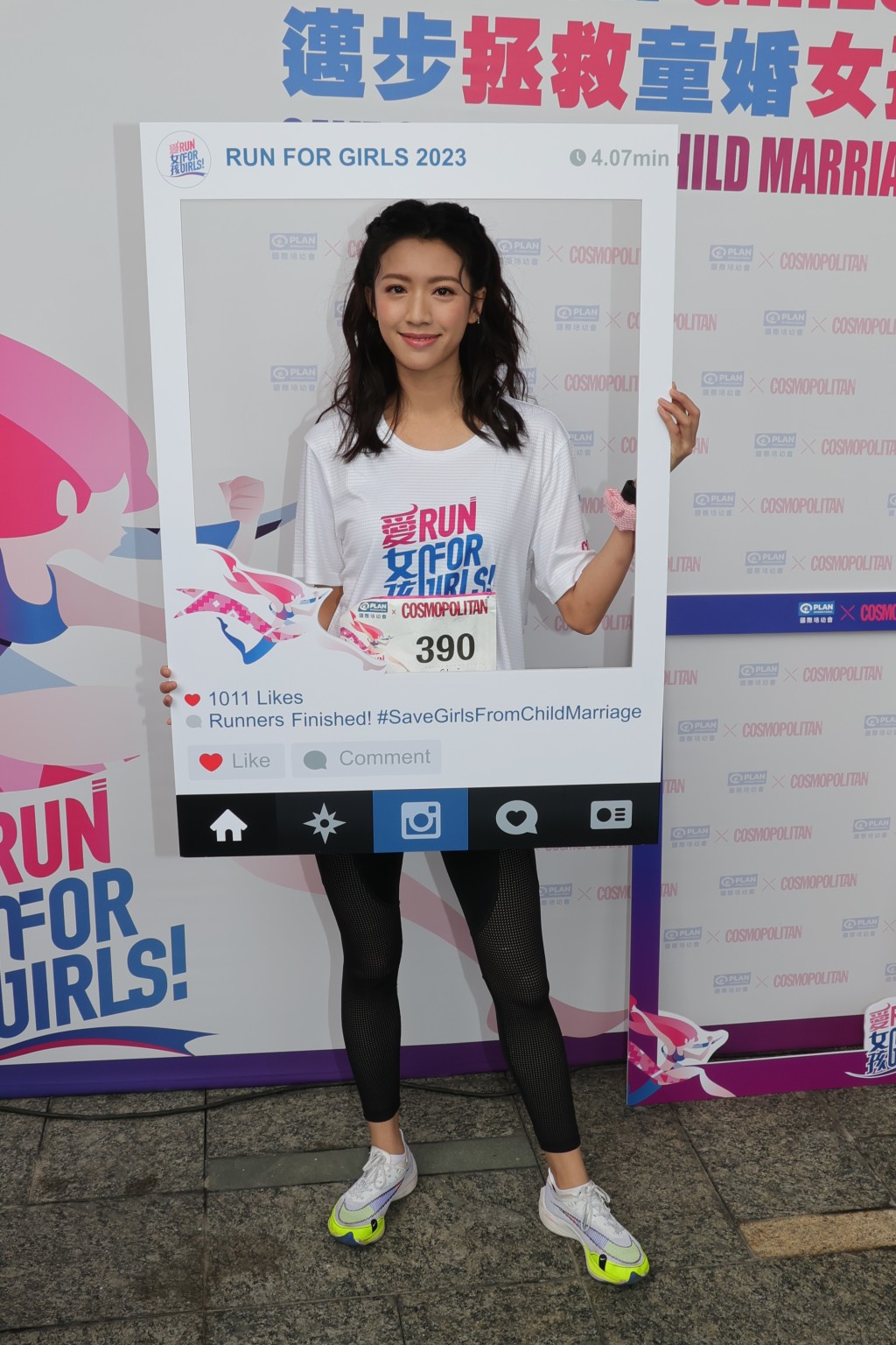 星級跑手蔡思貝擔任領跑，她說以前参加過不同跑步挑戰自己，今次全女班跑3公里，為女童權益跑特別有意思。
