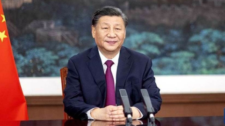 習近平指出中國將堅持對外開放的基本國策。新華社