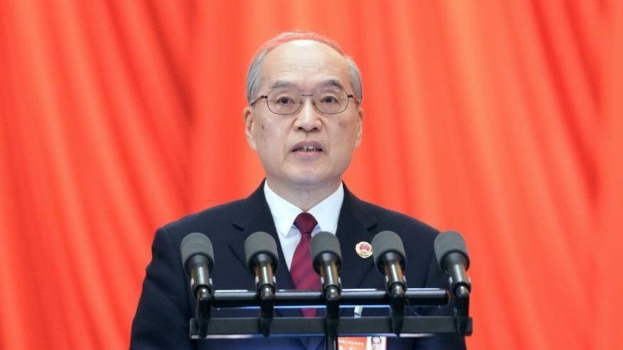 張軍在全國人大會議作最高檢的工作報告。新華社圖片
