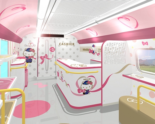 新幹線Hello Kitty列車 一號車廂構想圖。網圖