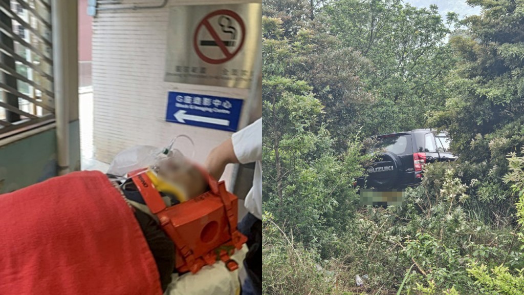 飛鵝山山頂私家車衝落100米山坡 司機昏迷困車內