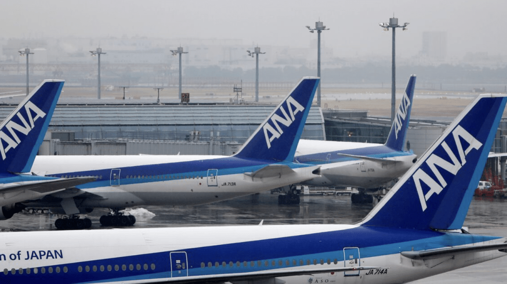 全日空(ANA)22日至24日取消57班機。路透社 全日空(ANA)22日至24日取消57班機。路透社