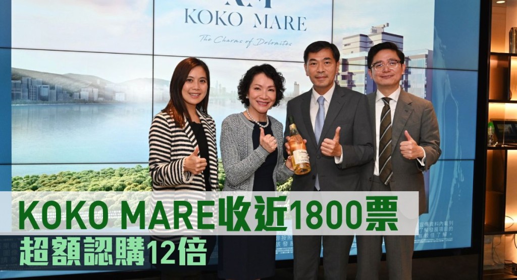 KOKO MARE收近1800票 錄超額認購12倍。