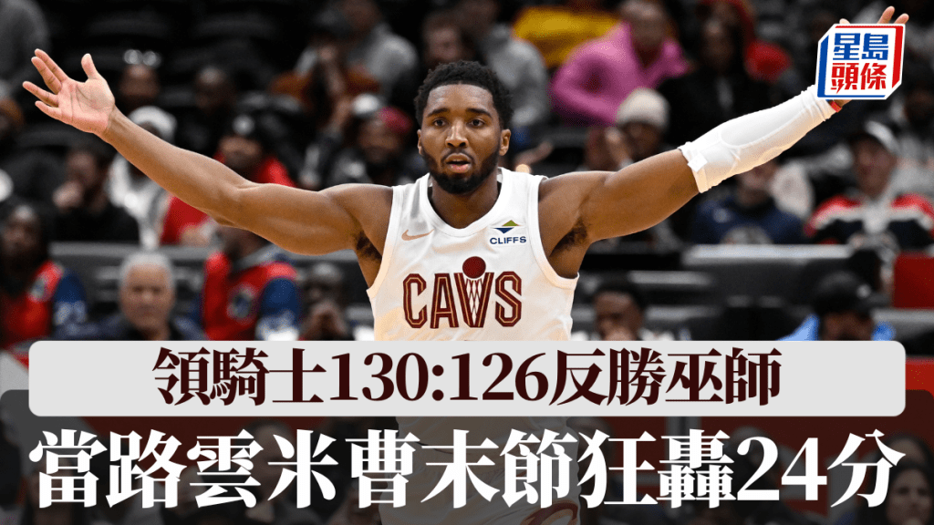 當路雲米曹末節狂轟24分刷新今季新高，領騎士130:126反勝巫師。