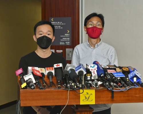 朱凱廸(右)表明與陳志全(左)共同進退。 資料圖片