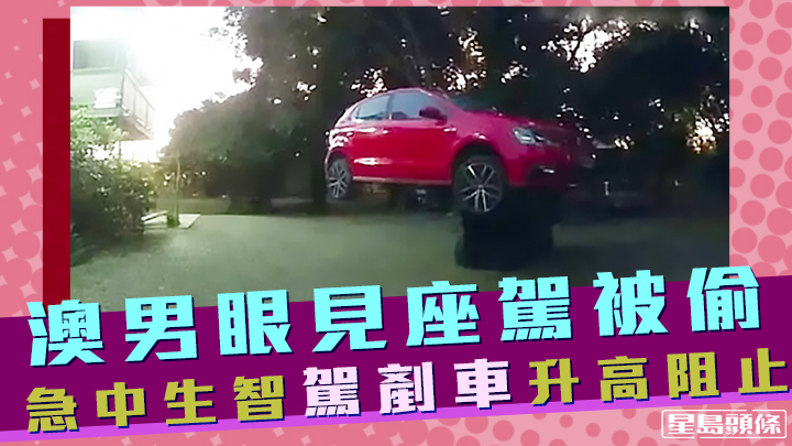 澳洲一男子急中生智,利用剷車升起座駕阻止賊人偷走。網上影片截圖