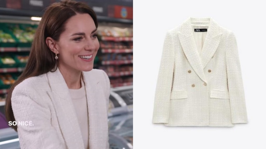 “凯特白色外套”登热搜掀起抢购潮 。IG / Zara