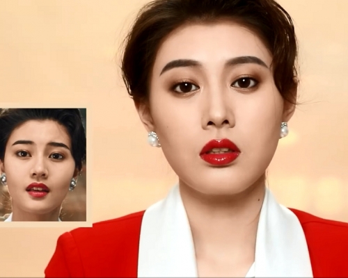 內地網紅模仿李嘉欣妝容。網圖