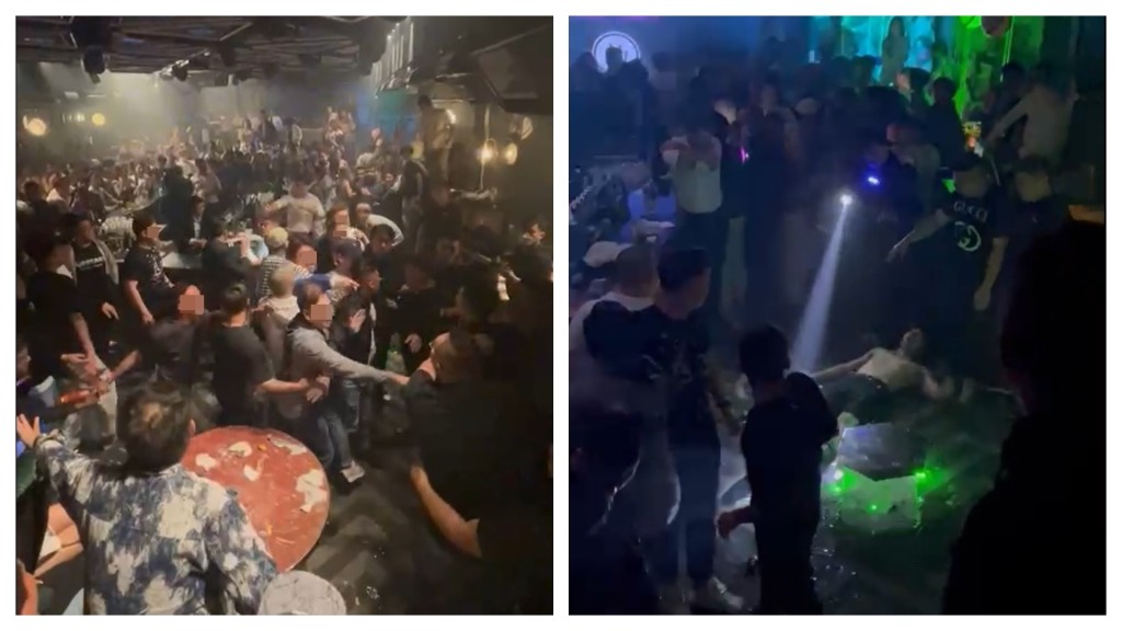 当晚冲突场面混乱，有人倒地。网上片段截图