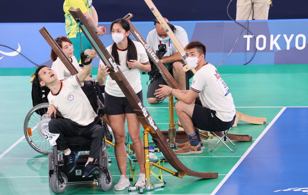 硬地滾球方面，何宛淇、謝德樺在銅牌賽失手。 香港殘疾人奧委會暨傷殘人士體育協會圖片