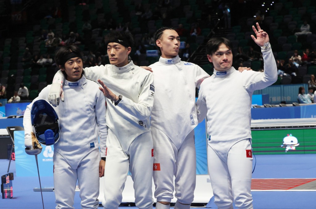 男重四位團體賽代表,右起吳浩天、何瑋桁、方凱申及劉昊峯。徐嘉華攝 男重四位團體賽代表,右起吳浩天、何瑋桁、方凱申及劉昊峯。徐嘉華攝