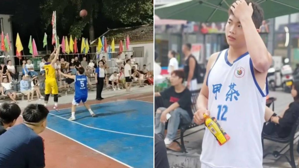 陸父在直播中目擊兒子陸佳豪（黃衣）在比賽時猝死。