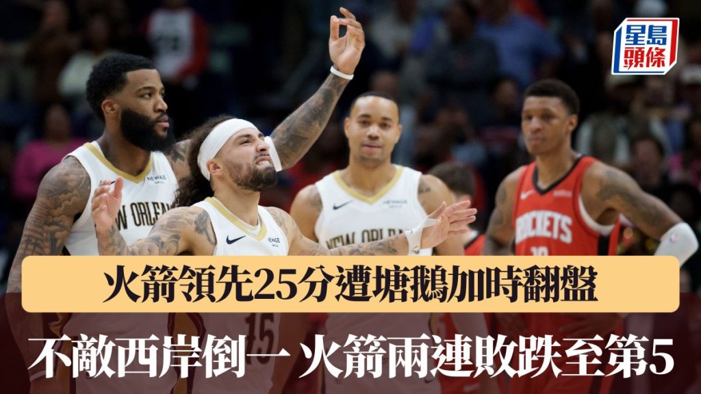 火箭遭遇兩連敗跌至西岸第5。