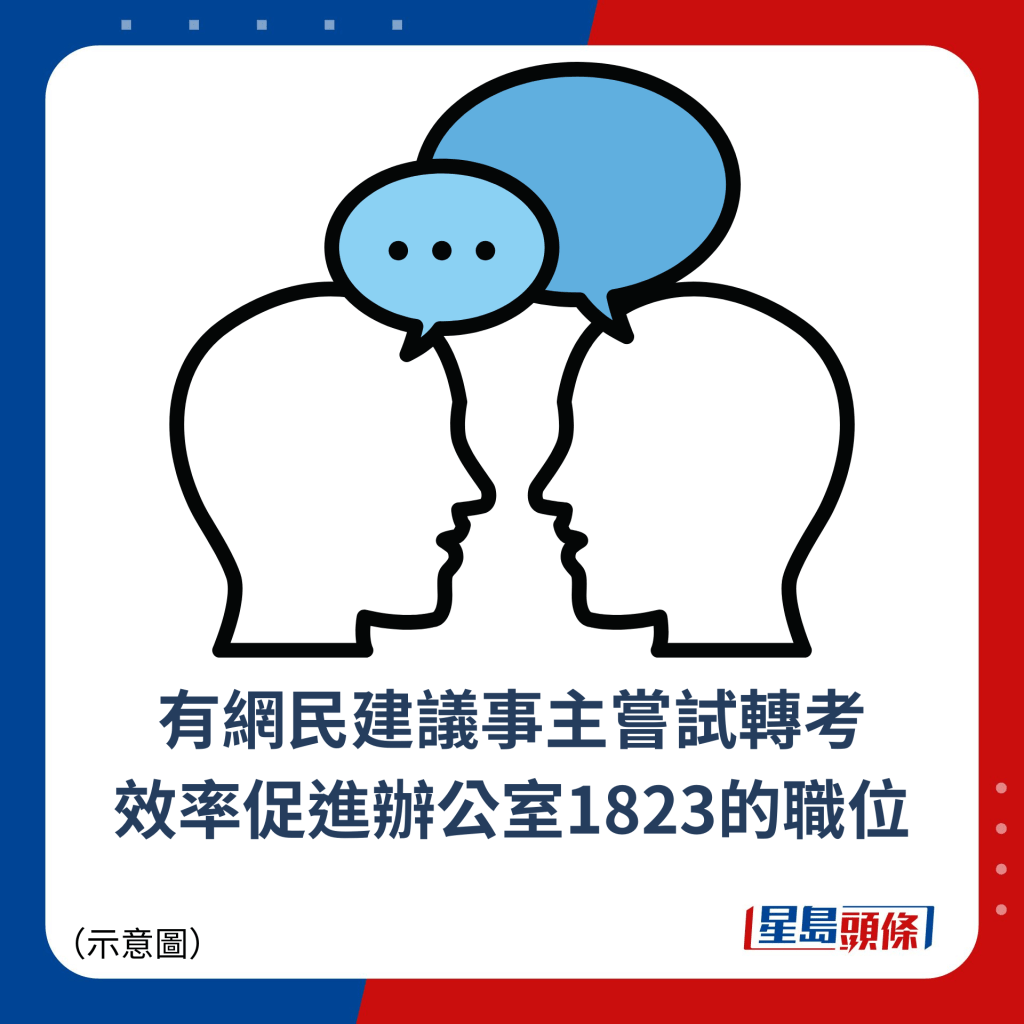 有網民建議事主嘗試轉考 效率促進辦公室1823的職位