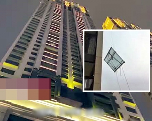 武漢一小區大塊玻璃從40樓墜落。影片截圖